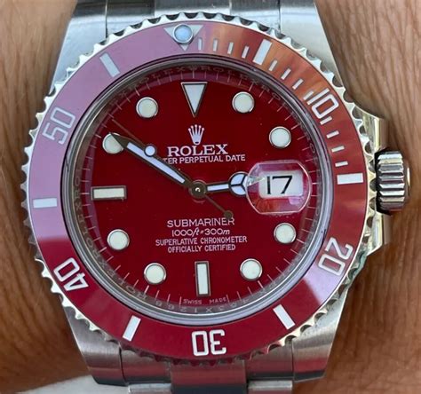 rolex submariner bleu rouge|rolex red submariner for sale.